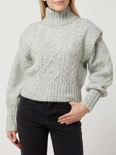 Vero Moda Pullover mit Zopfmuster Modell 'Helga' Hellgrau Melange 4