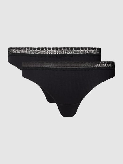 Sloggi String mit Spitzenbesatz Modell 'Go Ribbed' Black 1