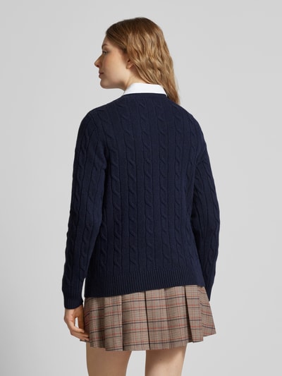 Gant Strickpullover mit Zopfmuster Dunkelblau 5