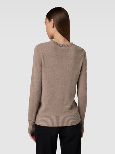 Montego Gebreide pullover van viscosemix met kralen Taupe gemêleerd - 5