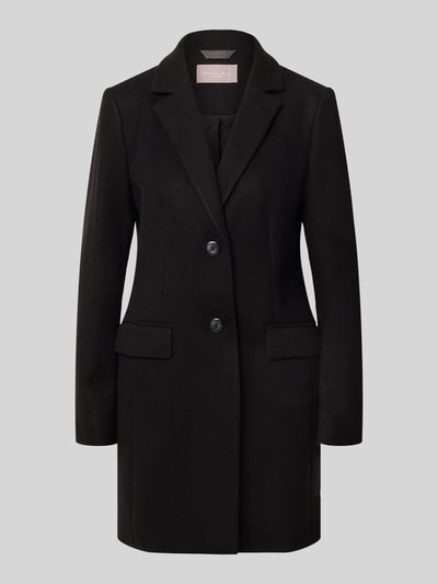 Produktfoto, Regular Fit Mantel mit 2-Knopfleiste von Christian Berg Woman Selection in Schwarz mit Reverskragen, glatte Struktur, Pattentaschen