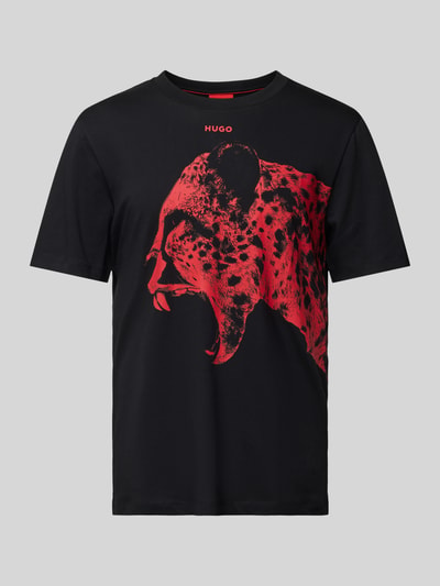 HUGO T-Shirt mit Motiv-Print Modell 'Dikobra' Black 2