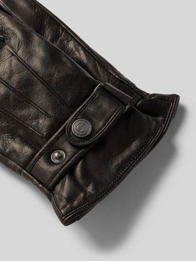 EEM Vingerhandschoenen van schapenleer met trensje Zwart - 2