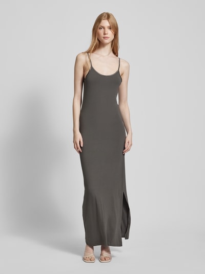 Only Długa sukienka z mieszanki wiskozy model ‘Amelia’ Antracytowy 4