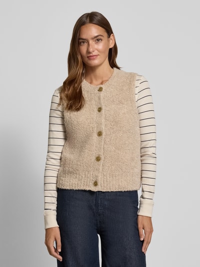 Marc O'Polo Regular Fit Strickweste aus Woll-Mix mit Alpaka-Anteil Stein 4