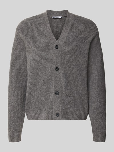 REVIEW Strickjacke mit Woll-Anteil Modell 'SOUFFLE' Dunkelgrau Melange 2