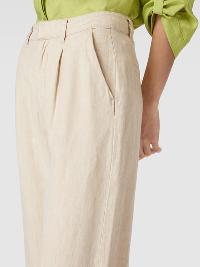 Knowledge Cotton Apparel Hose mit weitem Bein in unifarbenem Design Sand Melange 3