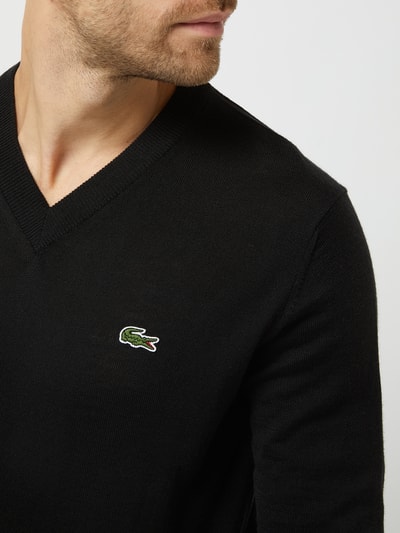 Lacoste Sweter o kroju classic fit z mieszanki wełny Czarny 3