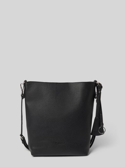 Productfoto, zwarte Hobo Bag met logo-reliëf model 'LOHJA' van Seidenfelt, verstelbare schouderriem, magnetische sluiting, 30x29x13 cm, binnenvak met rits, logo hanger, damesaccessoire