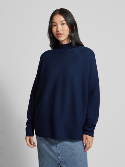 Drykorn Gebreide pullover van scheerwol met opstaande kraag, model 'LYZA' Marineblauw - 4