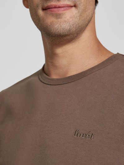 Forét T-Shirt mit Label-Stitching Modell 'BASS' Dunkelbraun 3