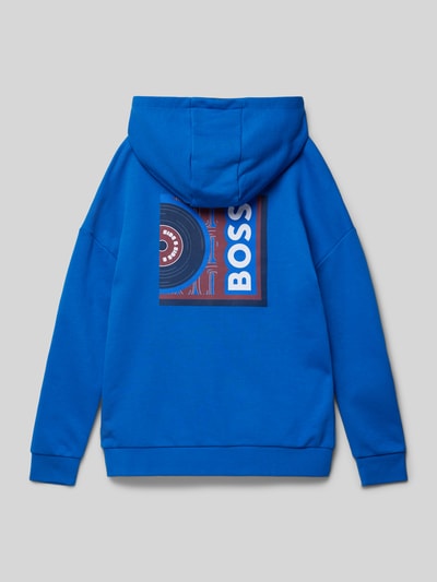 Boss Bluza z kapturem z nadrukiem z logo Królewski niebieski 3