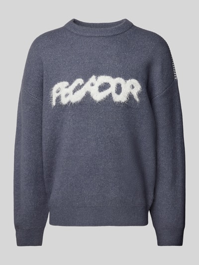 Pegador Oversized Strickpullover mit Label-Stitching Modell 'TRIPOLE' Rauchblau 2