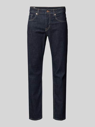 Produktfoto, Straight Leg Jeans aus Baumwoll-Mix Modell 'CASH' von Pepe Jeans in effen donkerblauw denim met vijf zakken en labeldetails