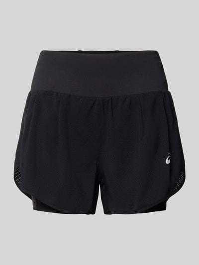 Produktfoto, Shorts mit integrierter Tights Modell 'ROAD' von ASICS TIGER in Schwarz, reflektierende Details, elastischer Bund, Label-Print, strukturierte Textur