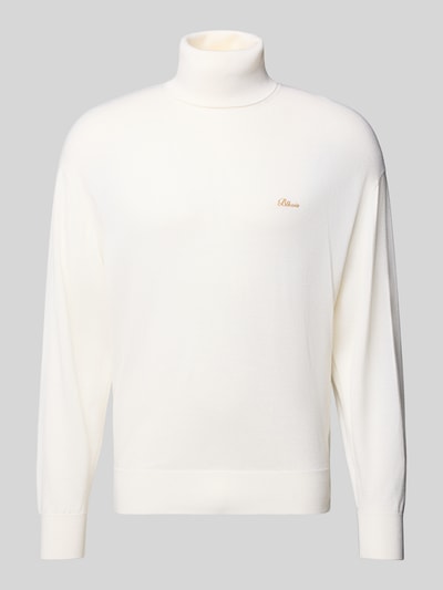 BLKVIS Rollkragenpullover mit gerippten Abschlüssen Modell 'Script' Offwhite 2