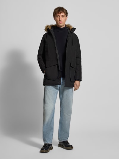 Jack & Jones Parka mit Pattentaschen und Kapuze mit Kunstfell Black 1