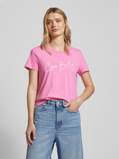 Vero Moda T-shirt z napisem model ‘Bonnie’ Neonowy różowy 4