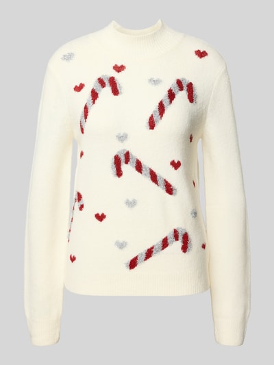 Christian Berg Woman Weihnachtspullover mit gerippten Abschlüssen Offwhite 2