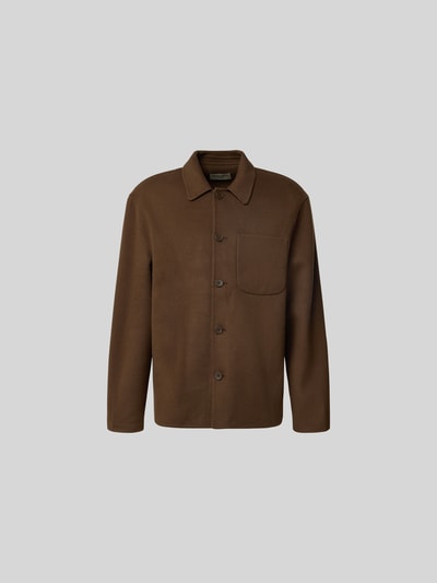 Officine Générale Regular Fit Hemdjacke aus reiner Wolle Mittelbraun 2