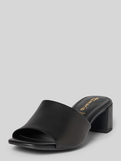 Tamaris Lederslides mit Blockabsatz Black 1