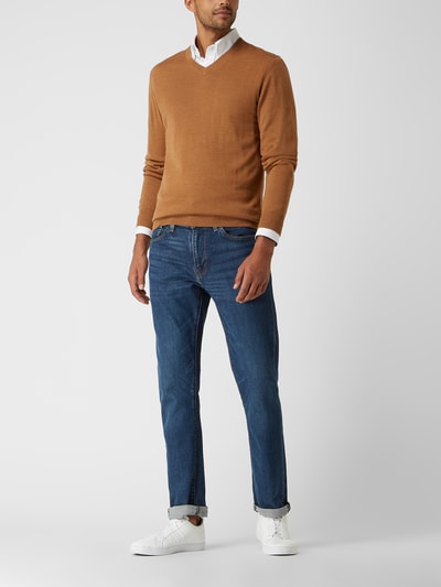 Christian Berg Men Pullover van wolmix  Cognac gemêleerd - 1