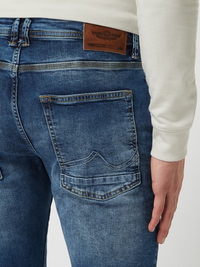 Petrol Slim fit jeans met stretch, model 'Seaham' Jeansblauw - 3