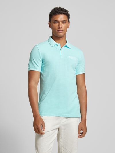 s.Oliver RED LABEL Regular fit poloshirt met labelprint Lichtturquoise - 4