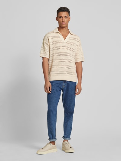 JAKE*S STUDIO MEN Poloshirt mit Strukturmuster Sand 1