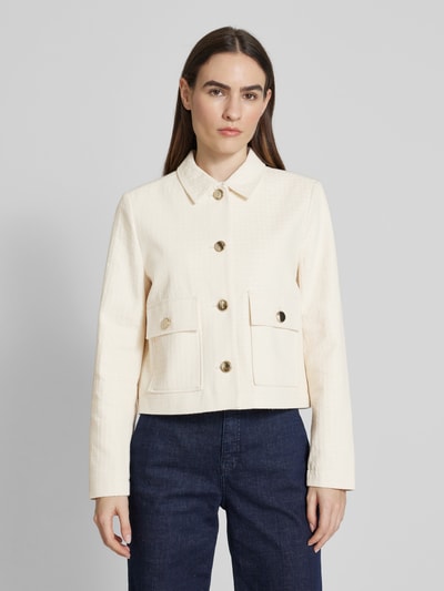 s.Oliver BLACK LABEL Boxy Fit Kurzblazer aus Baumwoll-Mix mit Strukturmuster Offwhite 4