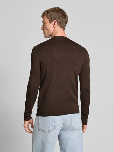 Only & Sons Regular fit gebreide pullover van viscosemix, model 'WYLER' Donkerbruin - 5