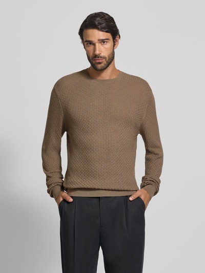 Emporio Armani Strickpullover mit gerippten Abschlüssen Hellbraun 4