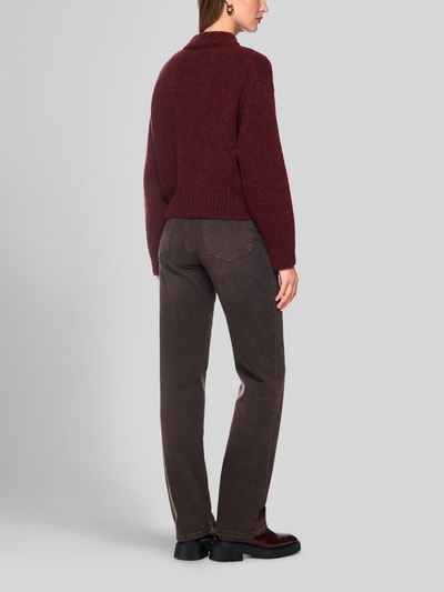 Marc Cain Regular fit pullover van wol met logodetail Bordeaux - 5