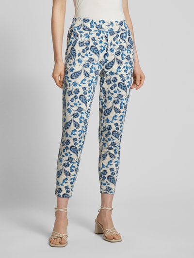 ICHI Tapered fit stoffen broek met all-over print, model 'Kate' Bleu - 4