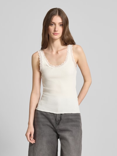 ONLY Regular Fit Tank Top mit Frill am Saum Modell 'SARA' Offwhite 4