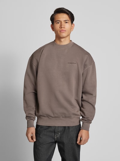 Pegador Oversized Sweatshirt mit Label-Stitching Dunkelbraun 4