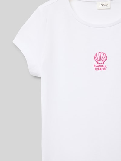 s.Oliver RED LABEL T-shirt o linii A z haftem Biały 2