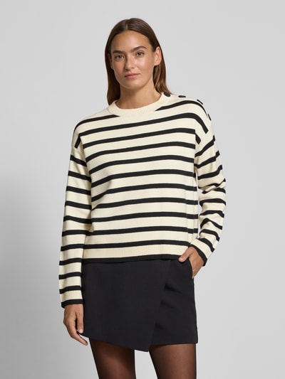 Vero Moda Regular Fit Strickpullover aus Viskose-Mix Modell 'SABA' Offwhite 4