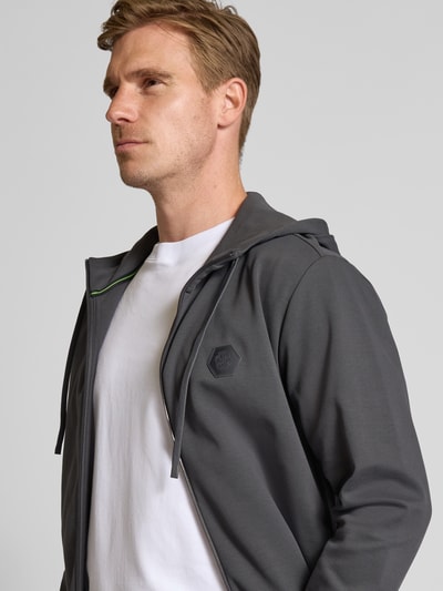 BOSS Green Regular Fit Sweatjacke aus Baumwoll-Mix Dunkelgrau 3