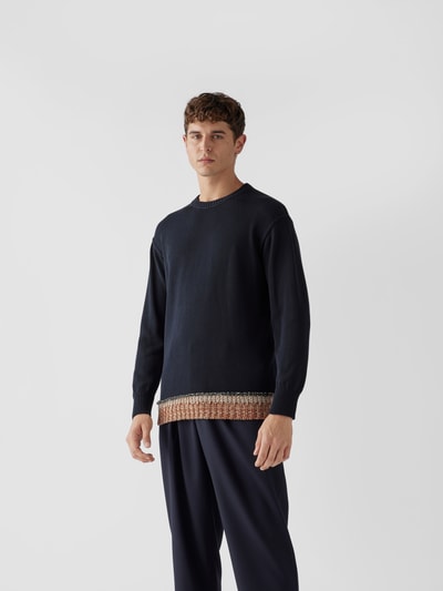 Maison Flaneur Pullover mit Kontrastbesatz Blau 4