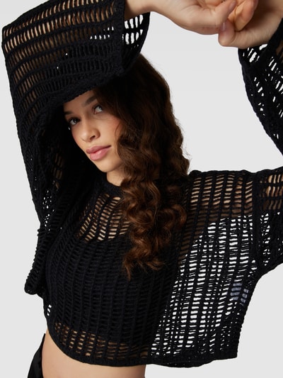 Review Crop Strickpullover FISHNET Black 3