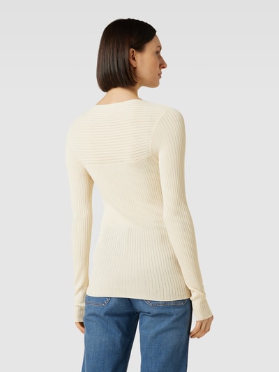 Jake*s Collection Gebreide pullover van viscosemix met cut-out Ecru - 5