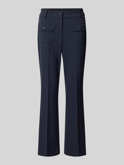 Produktfoto, dunkelblaue Slim Fit Schmale Hose mit aufgesetzten Taschen Modell 'FARAH' von CAMBIO Damen, glatte Textur, klare Linien