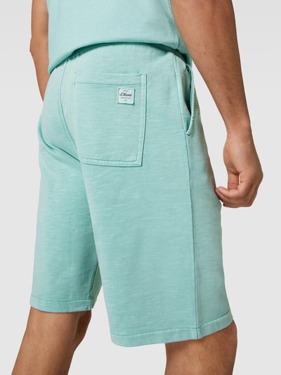 s.Oliver RED LABEL Sweatshorts met tunnelkoord, model 'Washer' Turquoise - 3