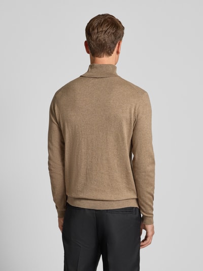 Casual Friday Sweter z wywijanym kołnierzem z domieszką kaszmiru Beżowy 5