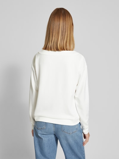 monari Sweatshirt mit Paillettenbesatz Weiss 5