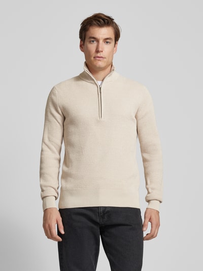 SELECTED HOMME Strickpullover mit gerippten Abschlüssen Modell 'RODNEY' Offwhite 4