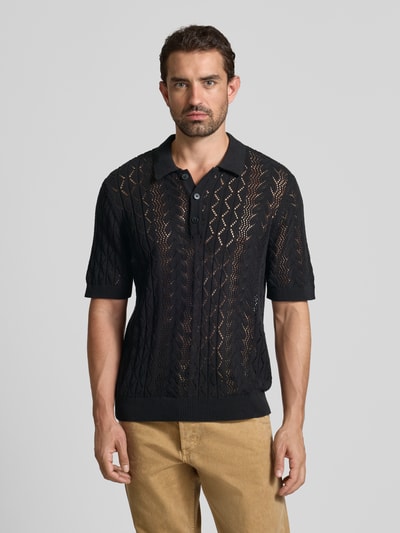 ANNARR Regular fit poloshirt met knoopsluiting, model 'MANI' Zwart - 4