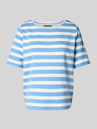 More & More T-Shirt mit geripptem U-Boot-Ausschnitt Blau 1