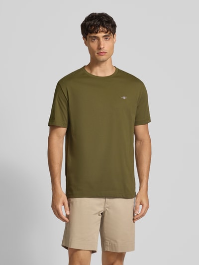 Gant Regular Fit T-Shirt mit Label-Stitching Oliv 4